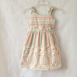 Bonnie Jean Girls Floral Striped Mixed Media Dress - Size 6X